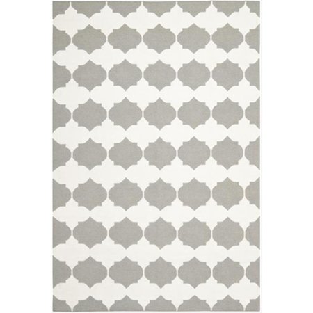SAFAVIEH 3 x 5 ft. Small Rectangle Contemporary Dhurries- Grey and Ivory- Hand Woven Rug DHU624B-3